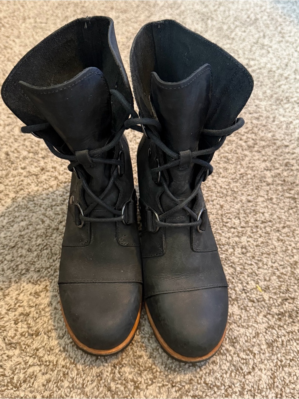 Sorel Joan of Arctic Black Wedge Boots Women's Size 7.5 Waterproof